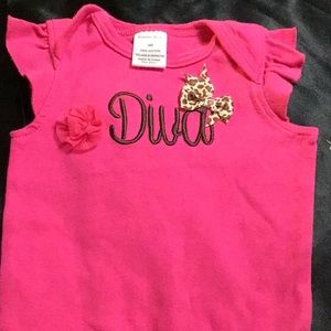 CUDDLE BEAR - infant girl onesie 9 months  pink "DIVA"